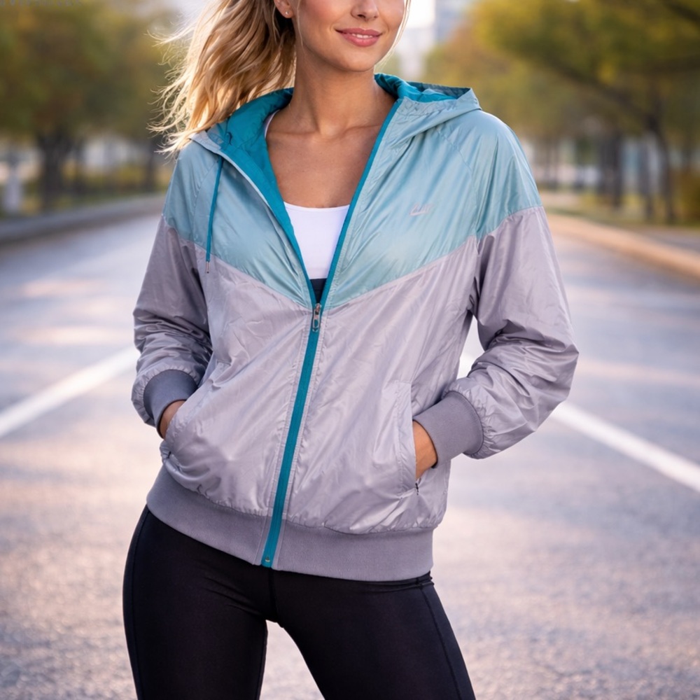 Nike Windrunner Waterproof Jacket – Women’s Large – Teal / Slate – Like New